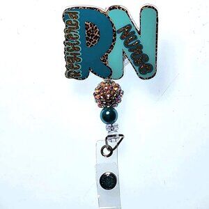 Badge Reel, RN, Registered Nurse (swivel alligator clip)